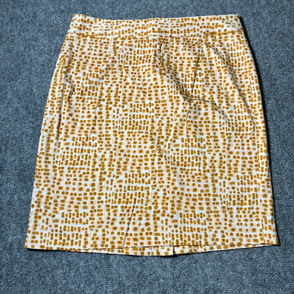 J.Crew Geometric Mosaic Pencil Skirt Womens 12 Orange‎ Tan Stretch